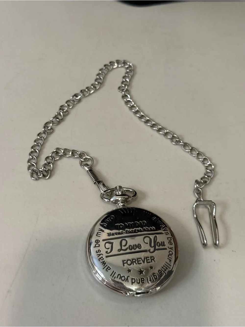 To My Dad Engraved Pocket Watch Silver Roman Numeral Military Dial Daughter Gift